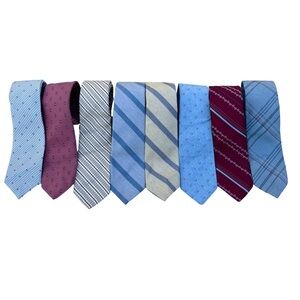 Tie Tree Ties Lot Of 8 Cotton Blend Striped Solid Geometric Red Blue Yellow Cali